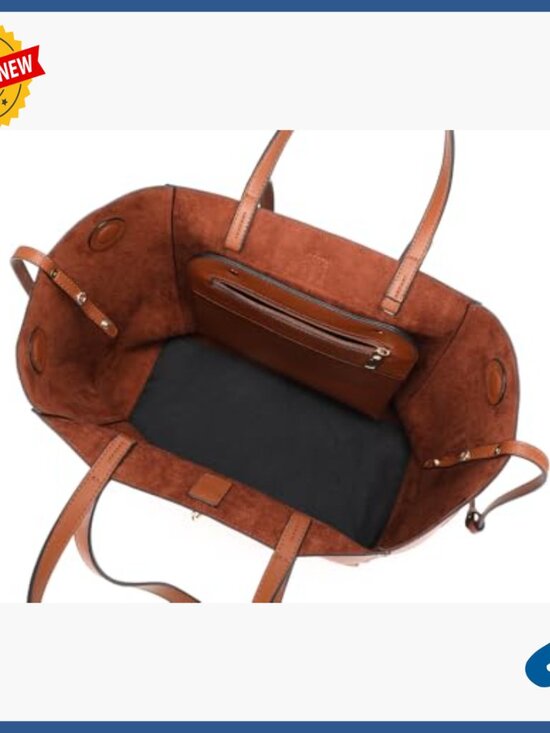 Women Large PU Leather Tote Bag with Crossbody Strap for Work and Travel